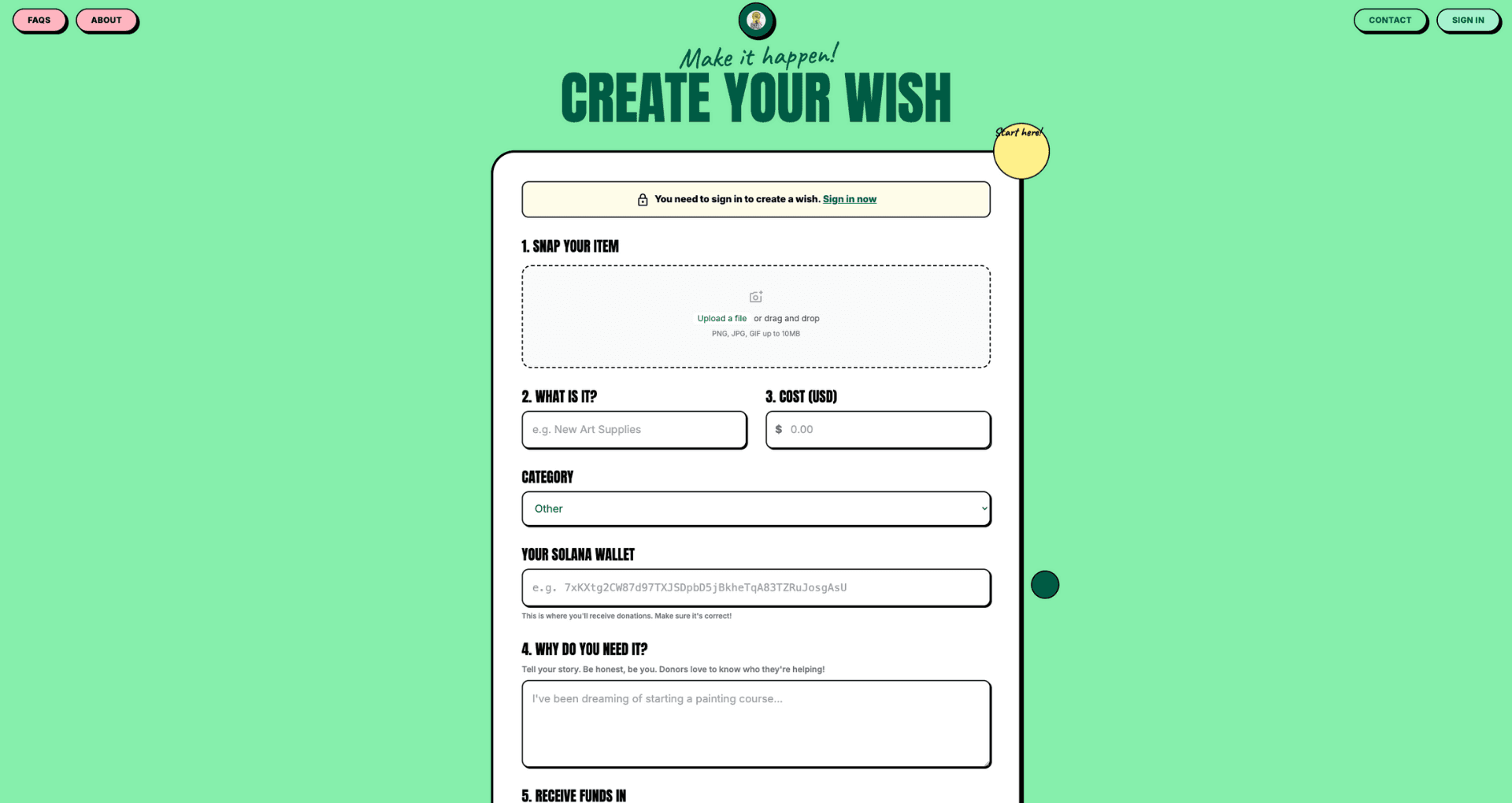 Chipin donation interface